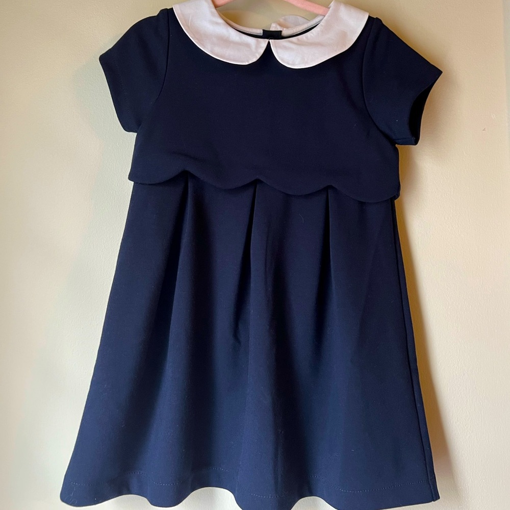 JACADI - Girls' Short Sleeve Navy Dress